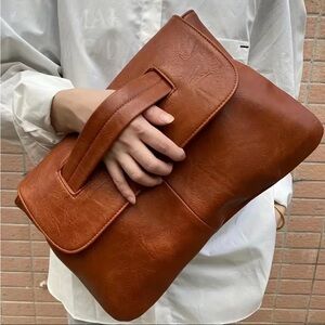 NWT Vici Fold Over Cognac Clutch